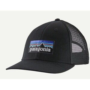 Patagonia P-6 Logo LoPro Trucker Hat Black Adjustable Snapback Mesh Cap